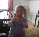 Ollie is getting the hang of making some of the letters in her name and is thrilled!